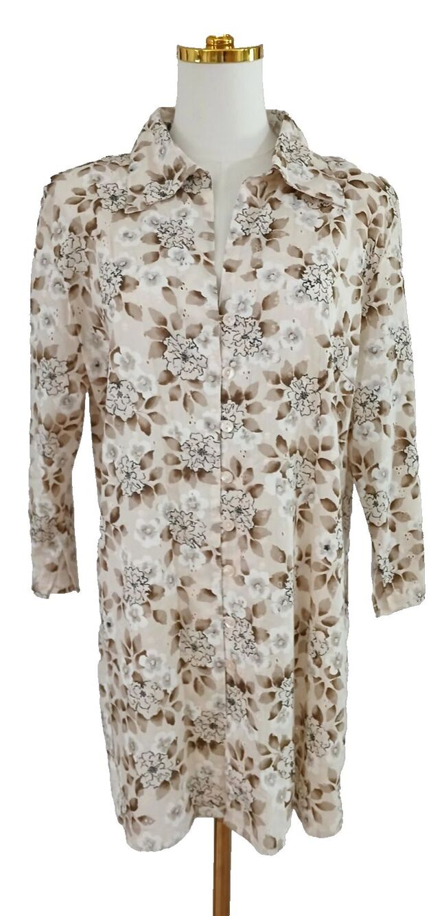 Classic Elements 100% Cotton Top Women's 14/16 Floral Beachy Boho Lightweight